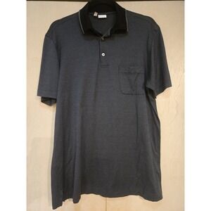 Brioni Polo Shirt Mens XL Gray Black 100% Cotton Made Italy Luxury Pocket